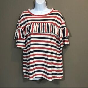 143 Story Striped Ruffled Top Medium